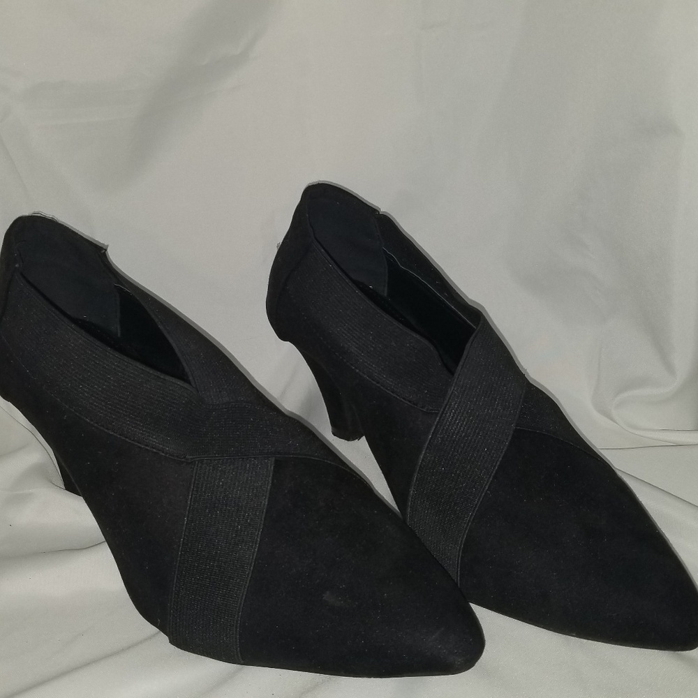 Black faux suede booties (Coach inspired)